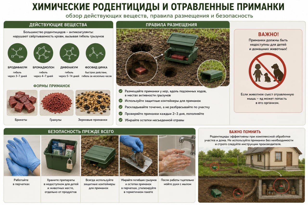 Химические родентициды и отравленные приманки